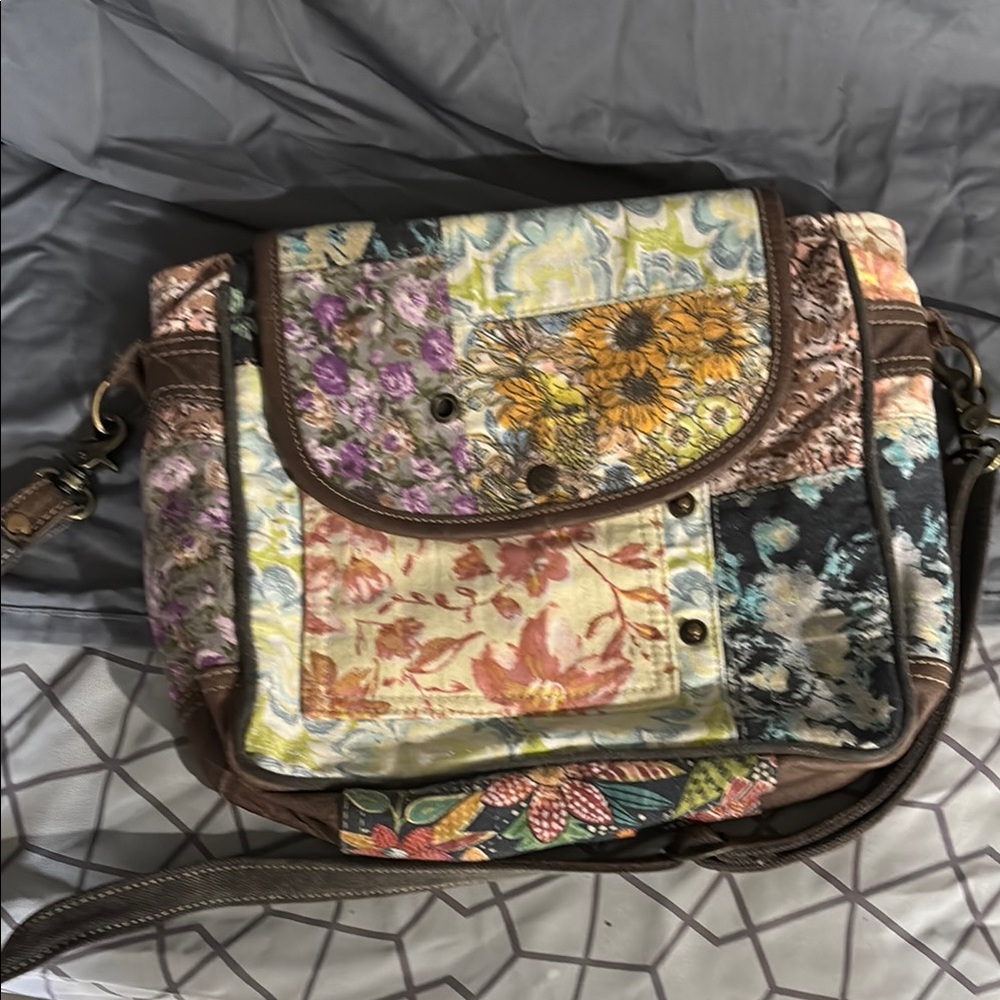 Myra Bag Brown Crossbody Artistic Canvas